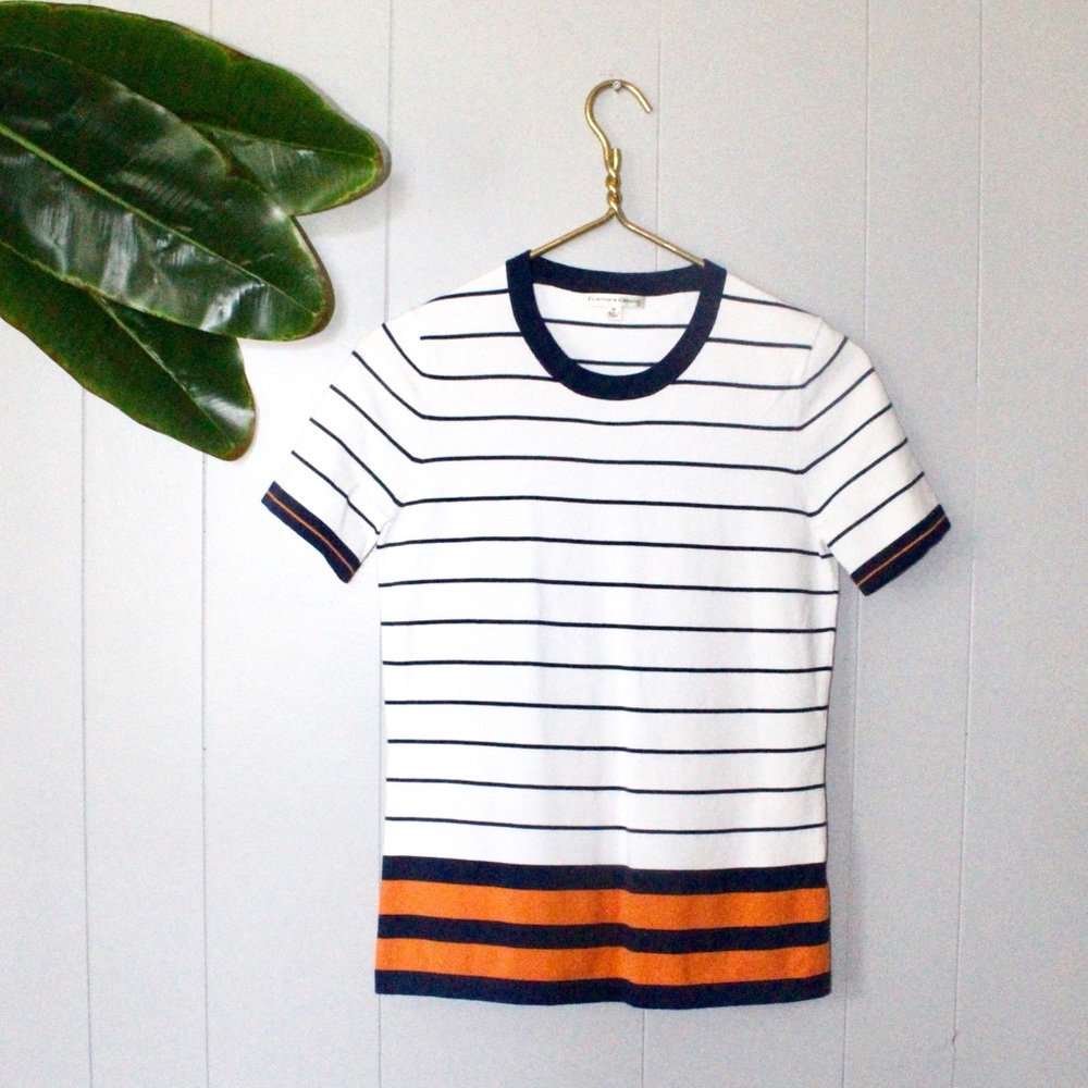 •FAIRWAY&GREENE• Striped Hipster Stretch Top